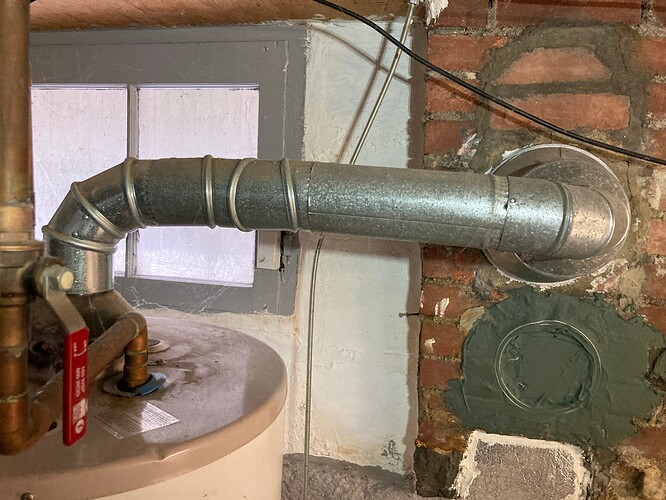 Water heater vent pipe, valve, window.